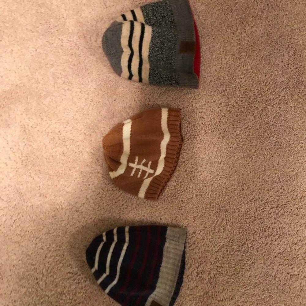 3 small baby hats for winter